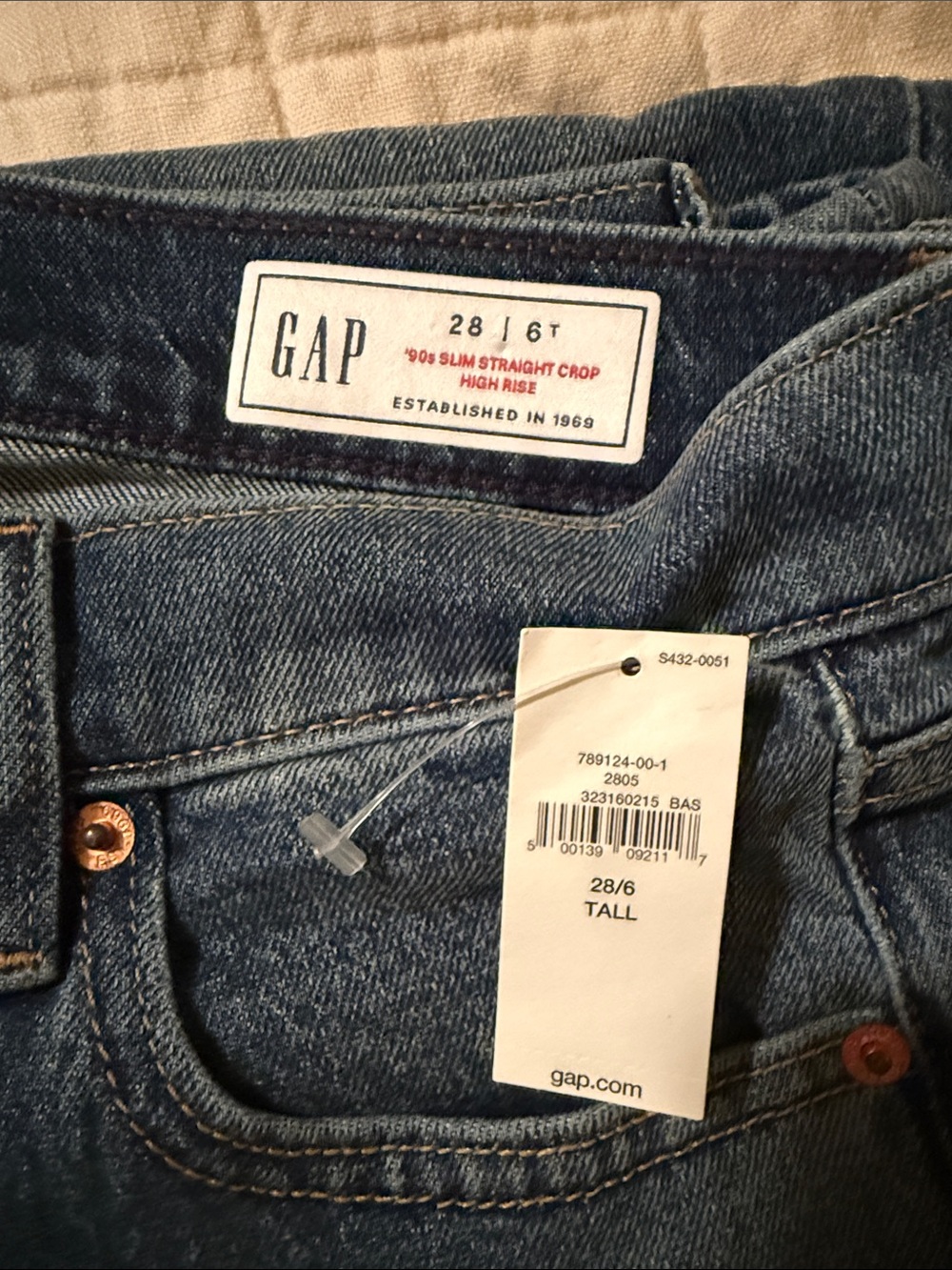 GAP Slim Straight High Rise Crop Jeans - Blue Denim